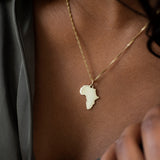 Afrika Kontinent Anhänger / Kette • 14k Echtgold