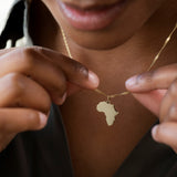 Afrika Kontinent Anhänger / Kette • 14k Echtgold