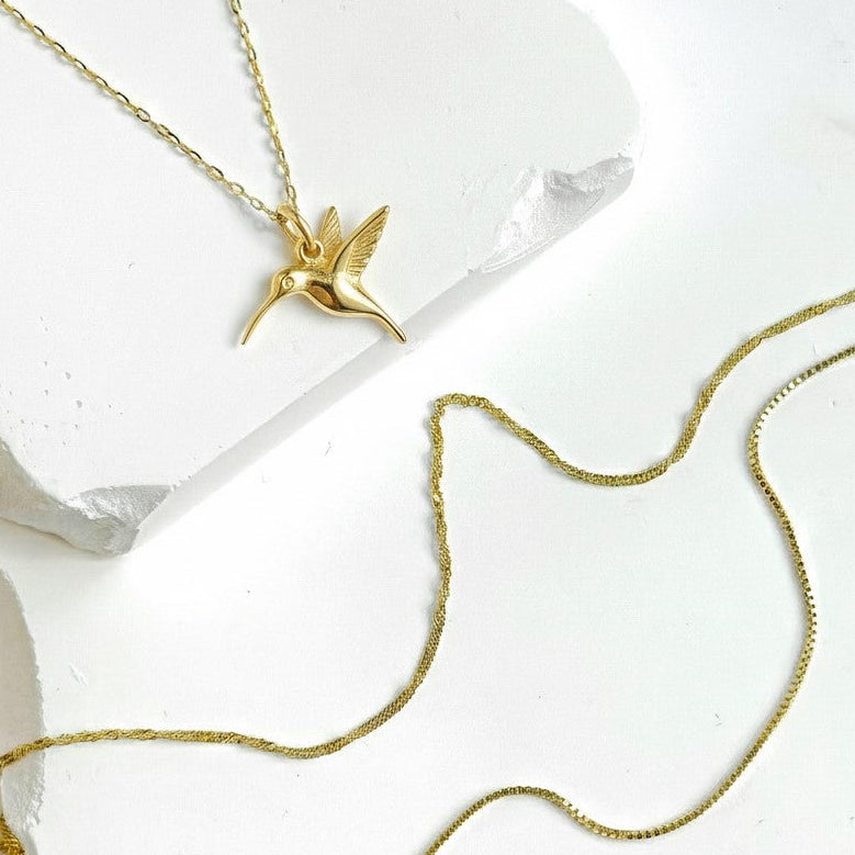 Halskette Kolibri Anhänger 8k Echtgold